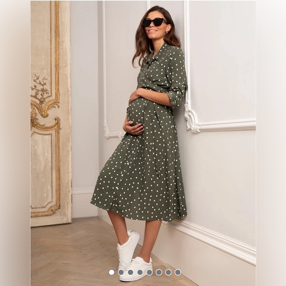 Seraphine Green Polka Dot Midi Dress - Picture 1 of 15